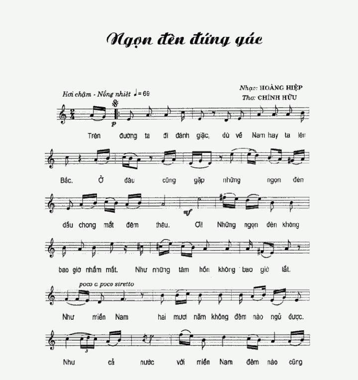 Sheet nhạc Ngọn Đèn Đứng Gác